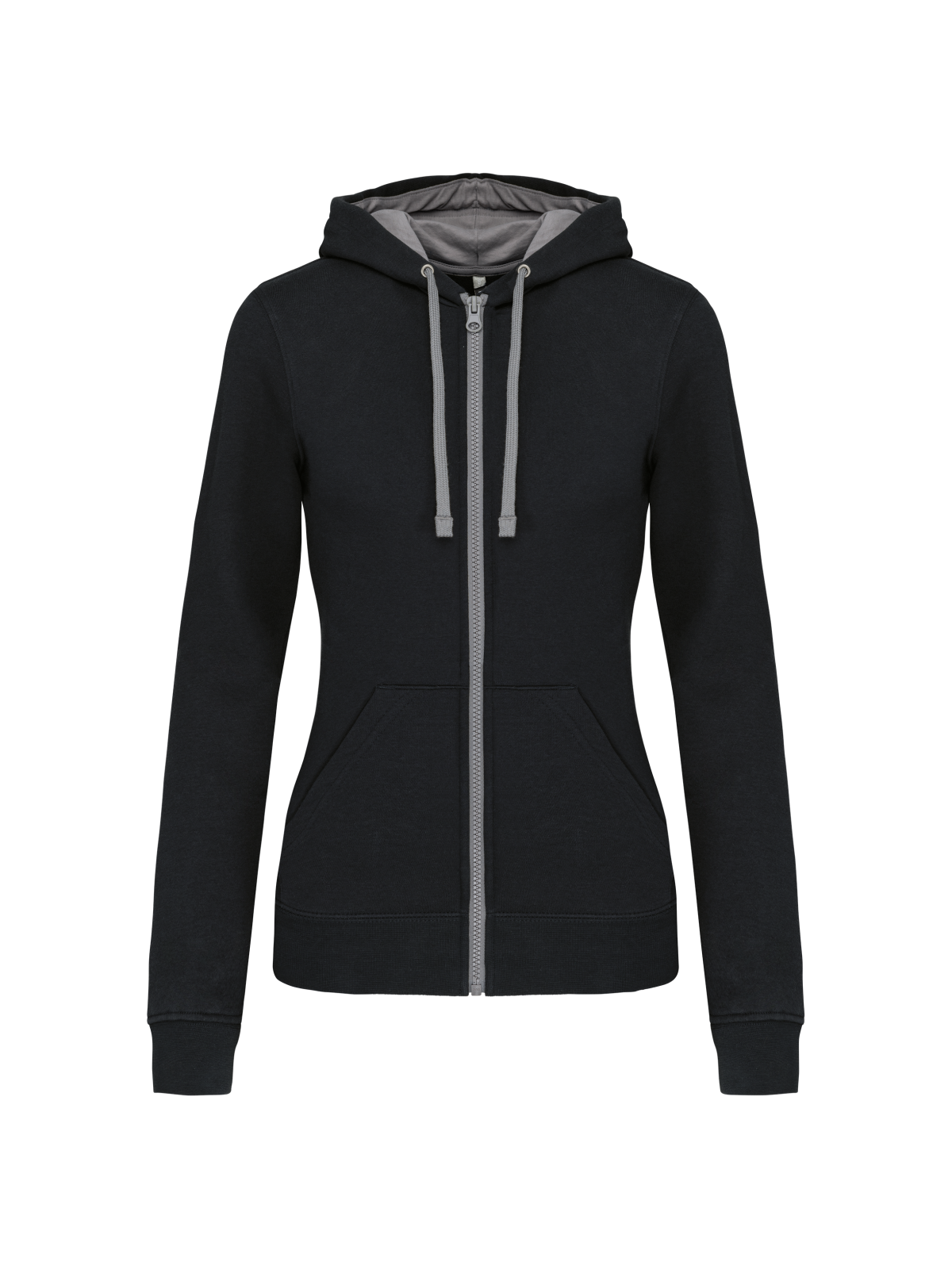 Sweat-shirt zippé capuche contrastée femme