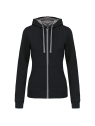 Sweat-shirt zippé capuche contrastée femme