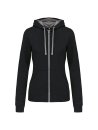 Sweat-shirt zippé capuche contrastée femme