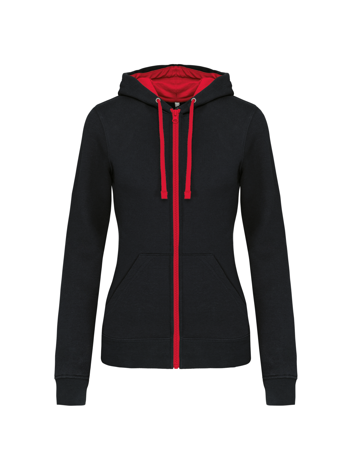 Sweat-shirt zippé capuche contrastée femme