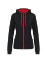 Sweat-shirt zippé capuche contrastée femme