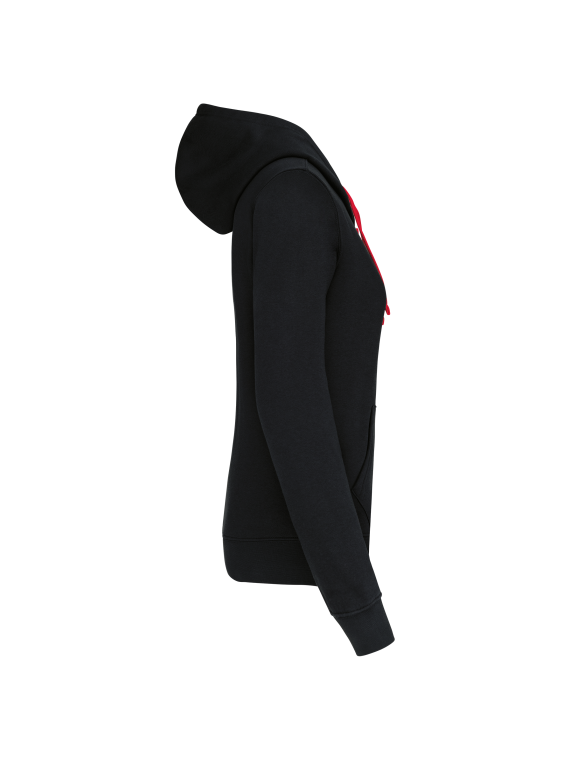 Sweat-shirt zippé capuche contrastée femme