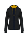 Sweat-shirt zippé capuche contrastée femme