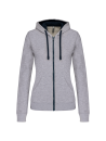 Sweat-shirt zippé capuche contrastée femme