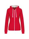 Sweat-shirt zippé capuche contrastée femme