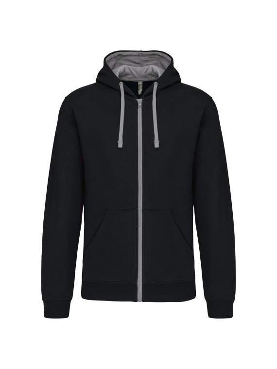 Sweat-shirt zippé capuche contrastée