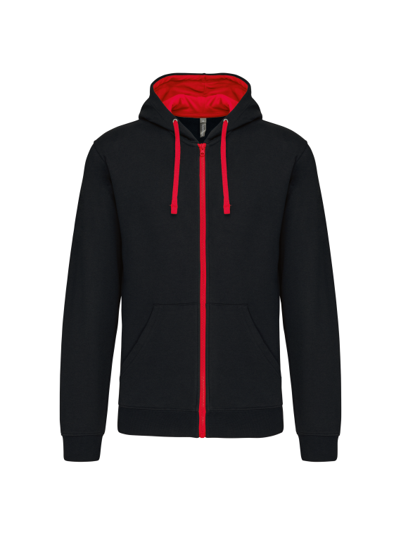 Sweat-shirt zippé capuche contrastée