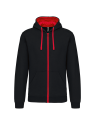 Sweat-shirt zippé capuche contrastée