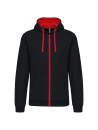 Sweat-shirt zippé capuche contrastée