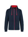 Sweat-shirt zippé capuche contrastée