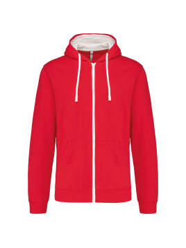 Sweat-shirt zippé capuche contrastée