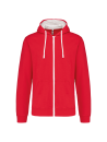 Sweat-shirt zippé capuche contrastée