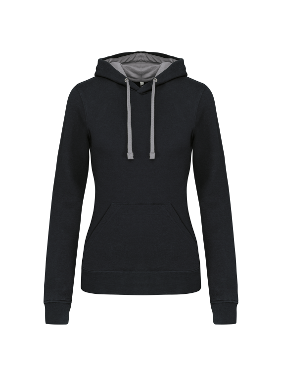 Sweat-shirt capuche contrastée femme