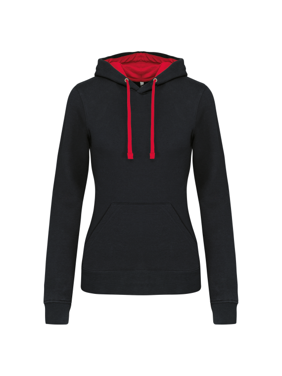 Sweat-shirt capuche contrastée femme