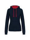 Sweat-shirt capuche contrastée femme