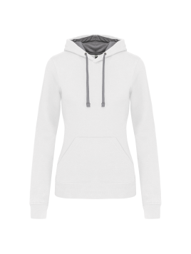 Sweat-shirt capuche contrastée femme