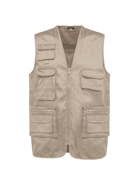 Gilet polycoton multipoches doublé unisexe