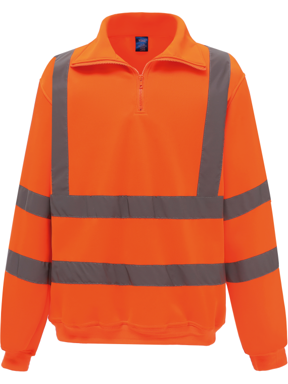 Sweat-shirt 1/4 zip haute visibilité
