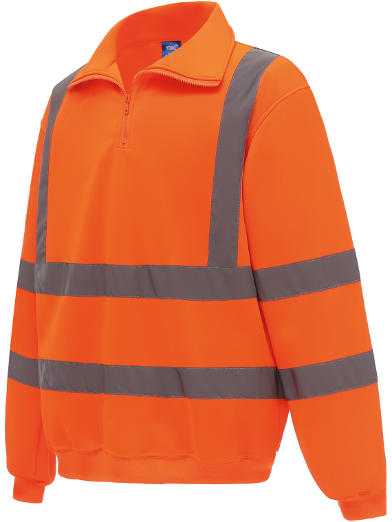 Sweat-shirt 1/4 zip haute visibilité