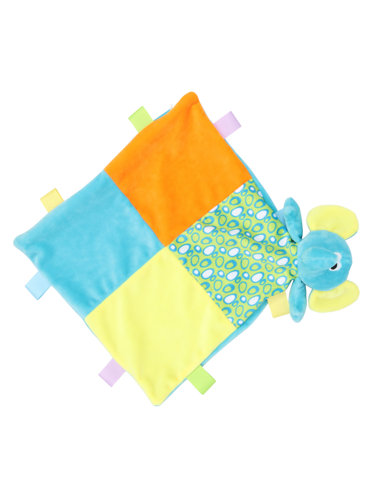 Doudou plat multicolore éléphant