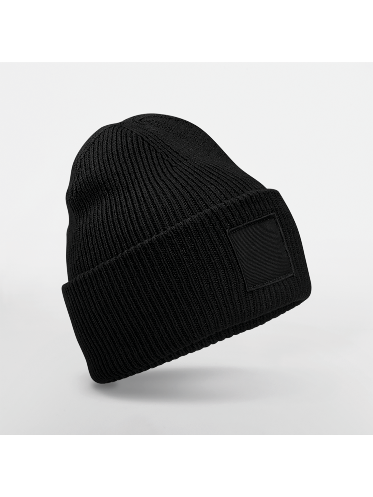 Bonnet à large revers avec patch ton sur ton