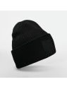 Bonnet à large revers avec patch ton sur ton