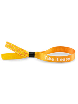 Bracelet évènementiel tissu polyester avec bague plastique inamovible - Personnalisé