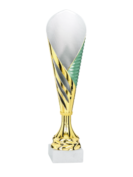 Coupe trophée personnalisable blanche et verte | Andikado