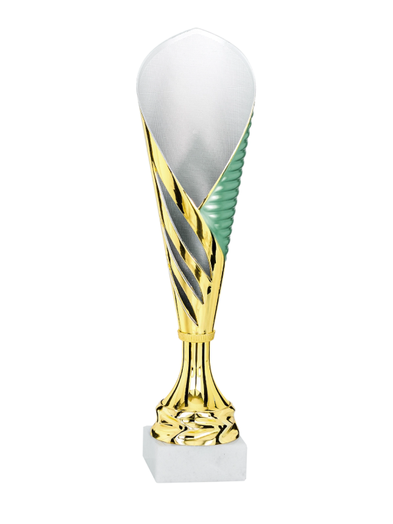 Coupe trophée personnalisable blanche et verte | Andikado