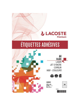 Boîte de 100 planches d'étiquettes d'adressage multiusages 70x37 mm coins droits PREMIUM