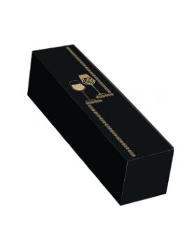 Coffret carton noir et or 1 bouteille magnum 39,5 x 11,5 x 11,5 cm