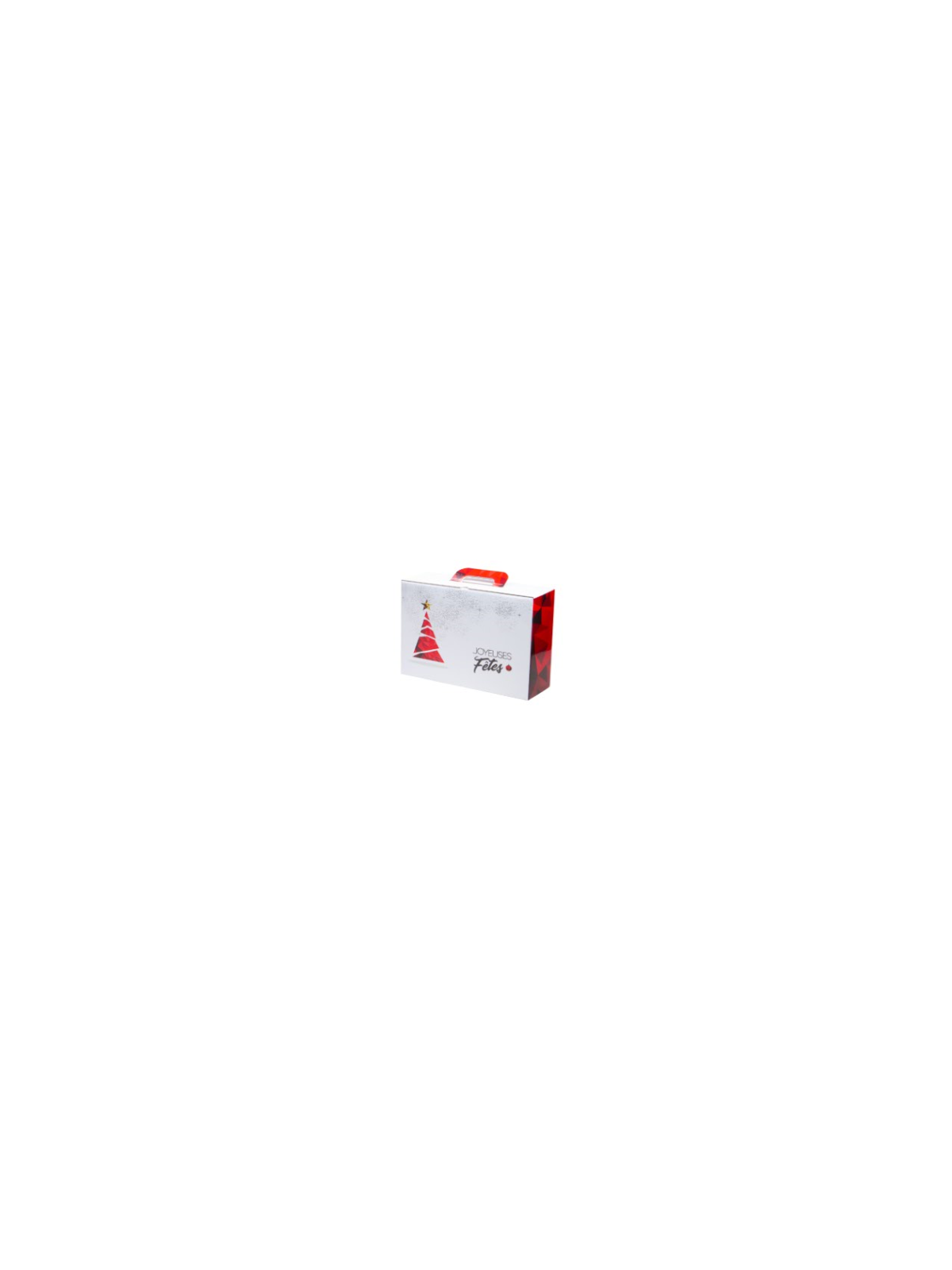 Valisette carton "Joyeuses fêtes" Blanc et Rouge - 40 x 33 x 12 cm