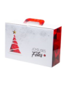 Valisette carton "Joyeuses fêtes" Blanc et Rouge - 40 x 33 x 12 cm