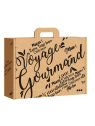 Valisette carton kraft rectangle VOYAGE GOURMAND noir - 34.2 x 25.0 x 11.5 cm