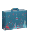 Valisette carton rectangle BONNES FÊTES bleu/rouge/or - 34.2 x 25.0 x 11.5 cm