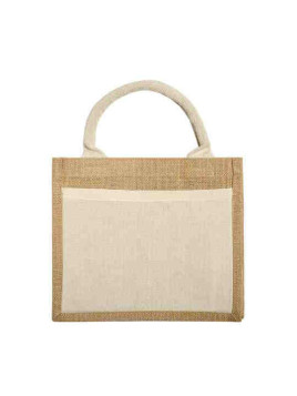 Sac cabas DARWIN en jute personnalisé avec poche coton - 26x22x14cm