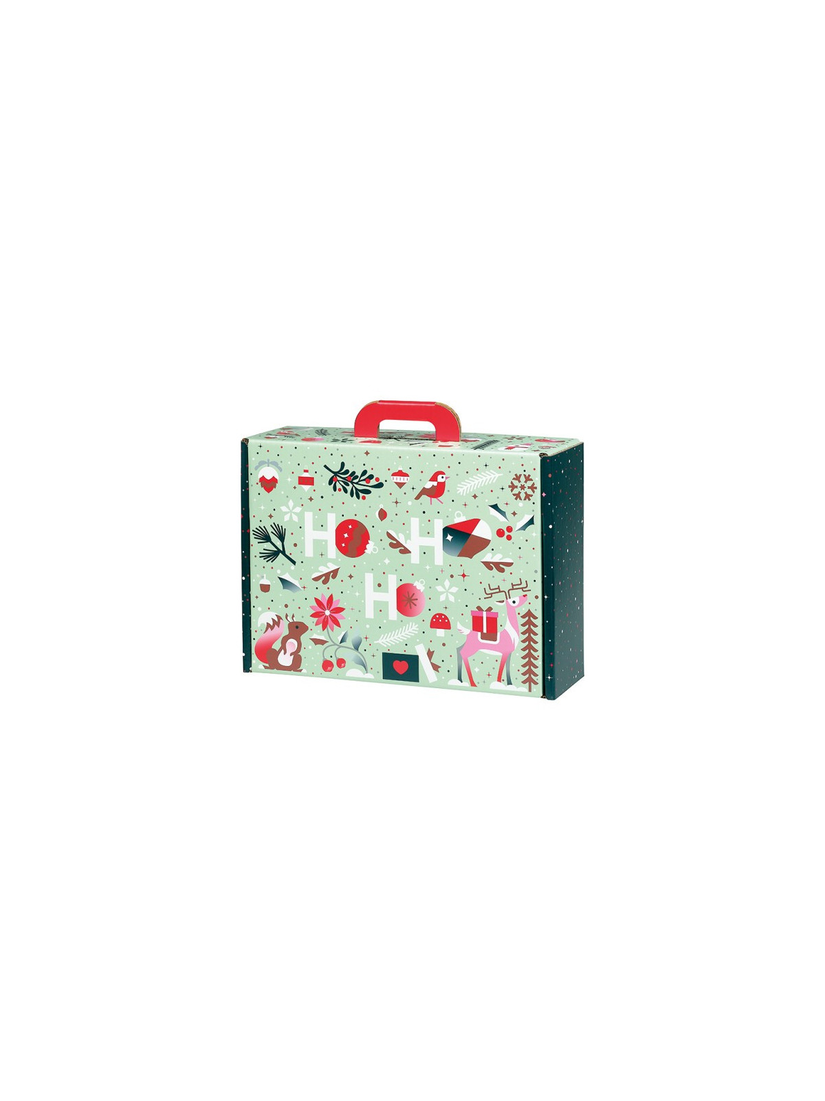 Valisette carton rectangle JARDIN D'HIVER vert/blanc/rouge/rose/cuivre - 34.2 x 25.0 x 11.5 cm