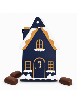 Chalet de Noël garni de douceurs chocolatées, assortiment 50g