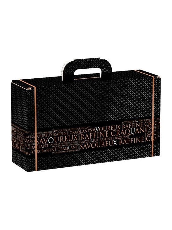 Valisette carton rectangle SAVOUREUX noir/cuivre - 33.0 x 18.5 x 9.5 cm