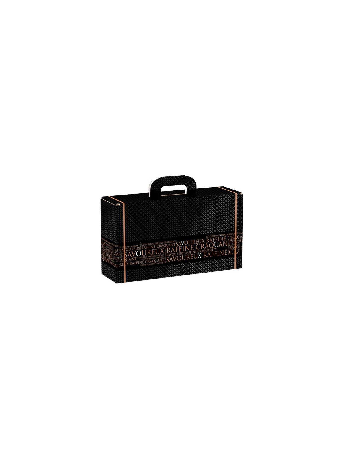Valisette carton rectangle SAVOUREUX noir/cuivre - 33.0 x 18.5 x 9.5 cm