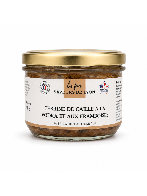 Terrine de caille à la Vodka et aux framboises 180g
