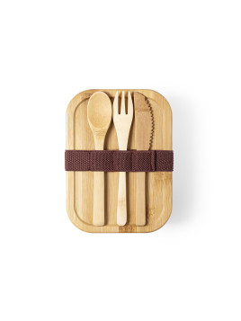 Ensemble Lunch box en verre / bambou 700 ml BEJAR + couverts