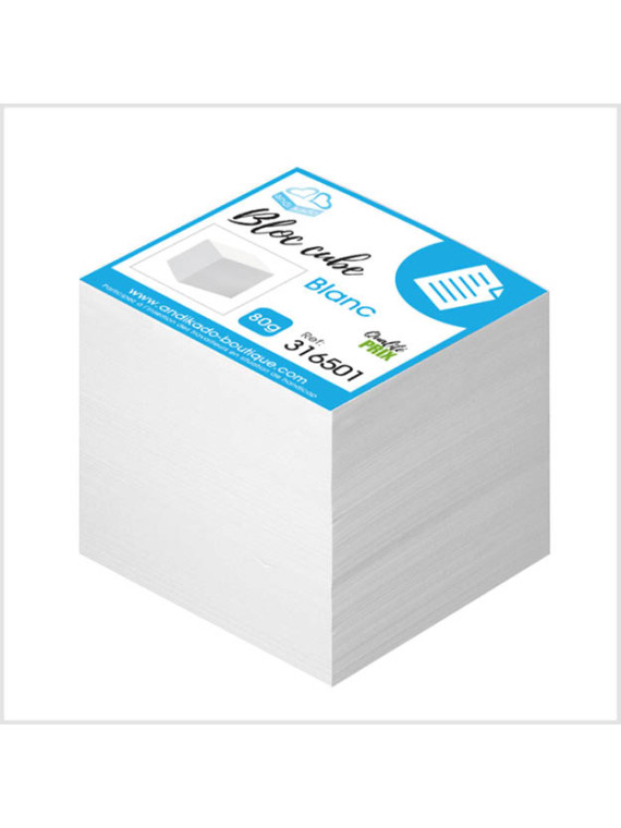 Bloc cube papier blanc recyclé 90g - 620 feuilles - Le bloc