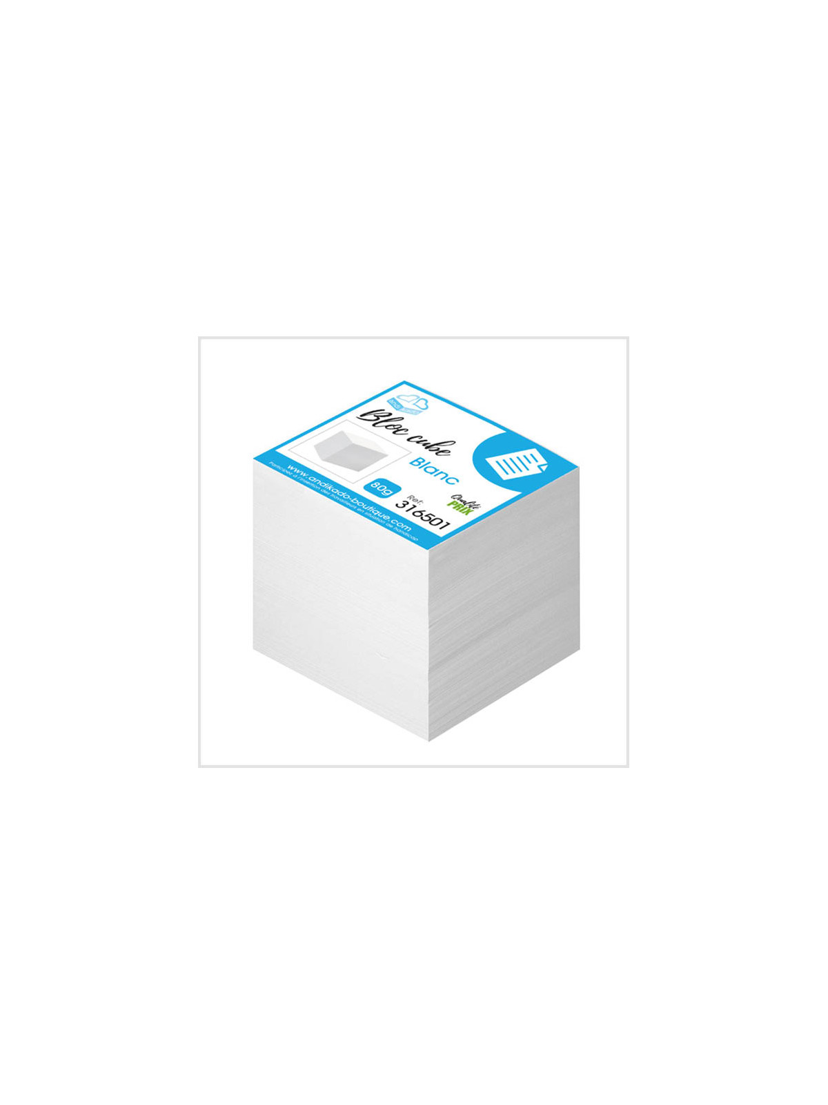 Bloc cube papier blanc recyclé 90g - 620 feuilles - Le bloc