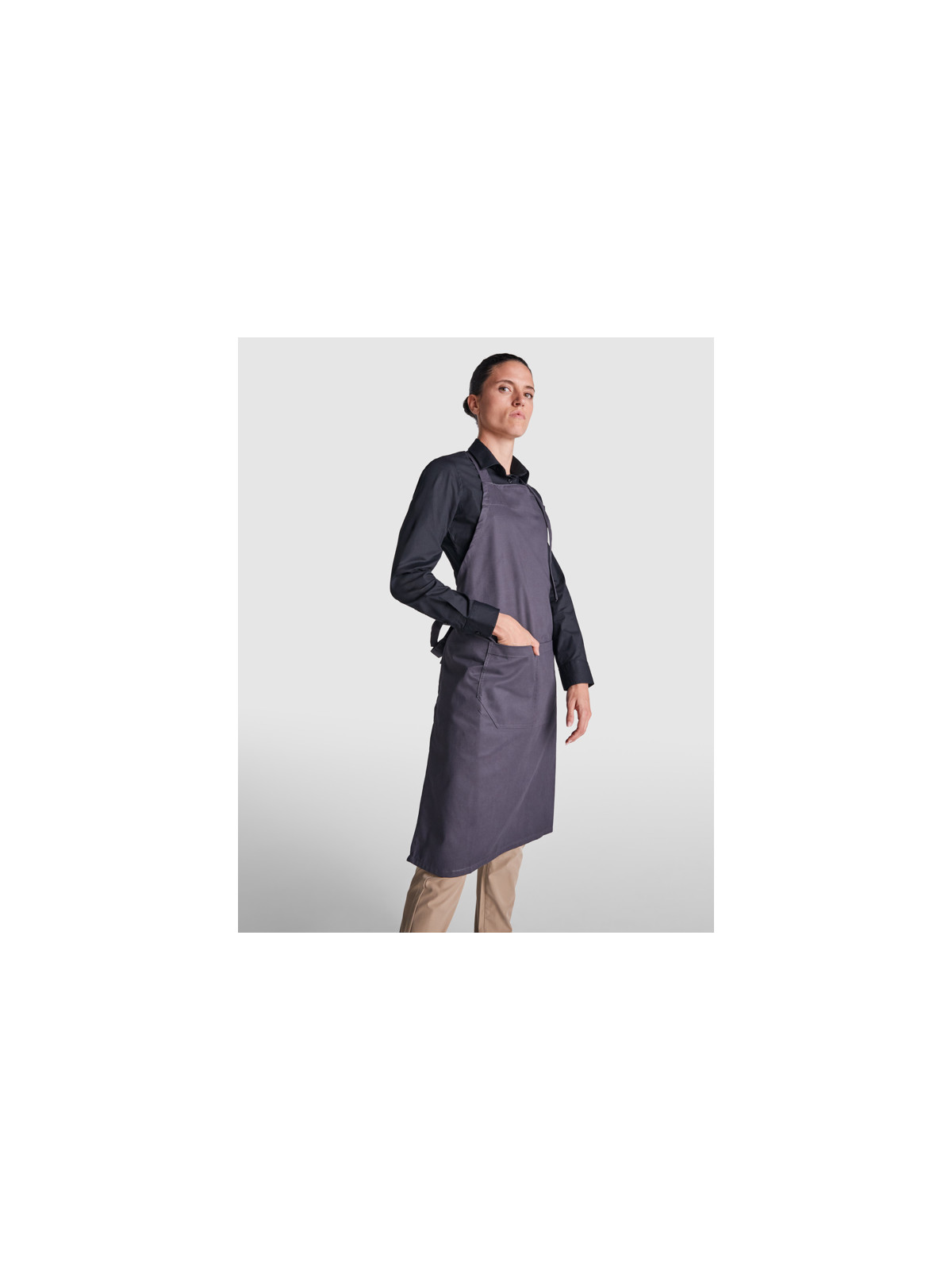 Tablier long en sergé de polyester et coton recyclés BOST