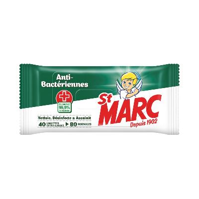 Lingettes désinfectantes antibactériennes ST MARC - Le paquet de 40