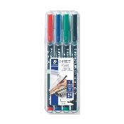 Pochette de 4 stylos feutre permanents STAEDTLER Lumocolor - Pointe fine - Assortiment
