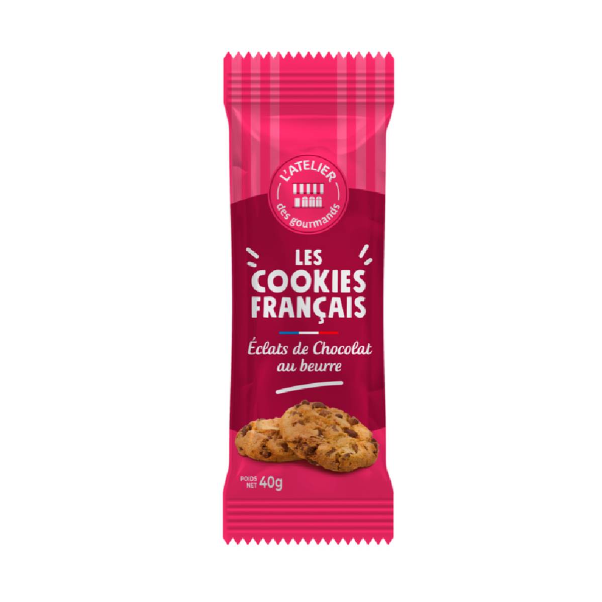 Cookies Français au beurre et éclats de chocolat 40g (x2)