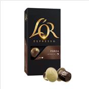 Caf capsules L'Or Espresso Forza cors - Nespresso compatibles - La bote de 10