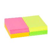 Notes à coller 76 x 127 mm - Coloris néons assortis - Le lot de 6 blocs